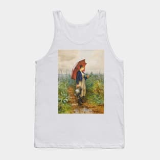 Portrait Of a Woman With Umbrella Gathering Water by Daniel Ridgway Knight Tank Top